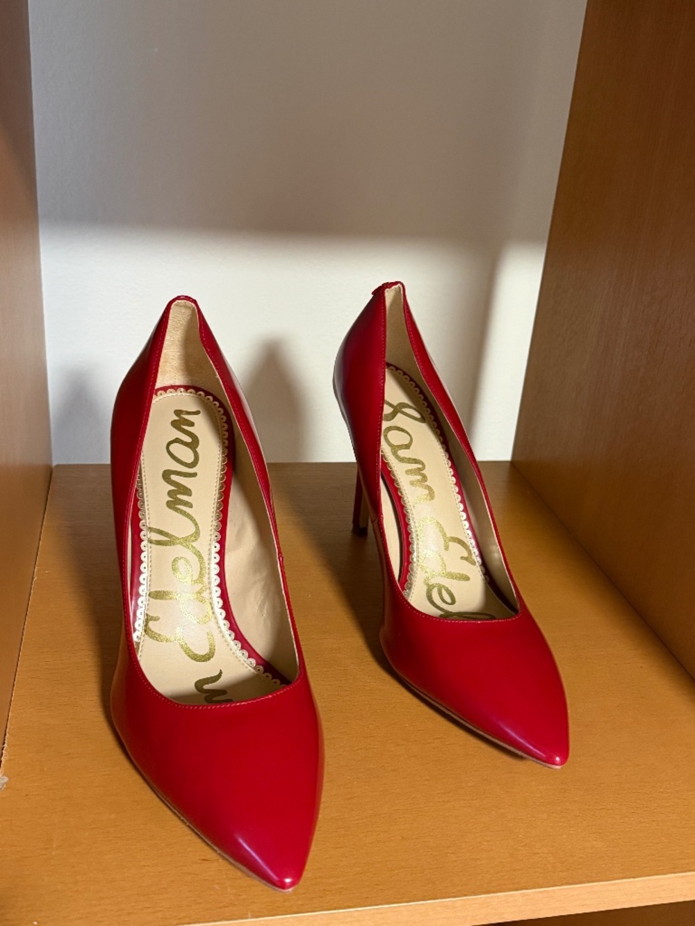 Sam Edelman Red Patent Leather Pointed Toe Pumps